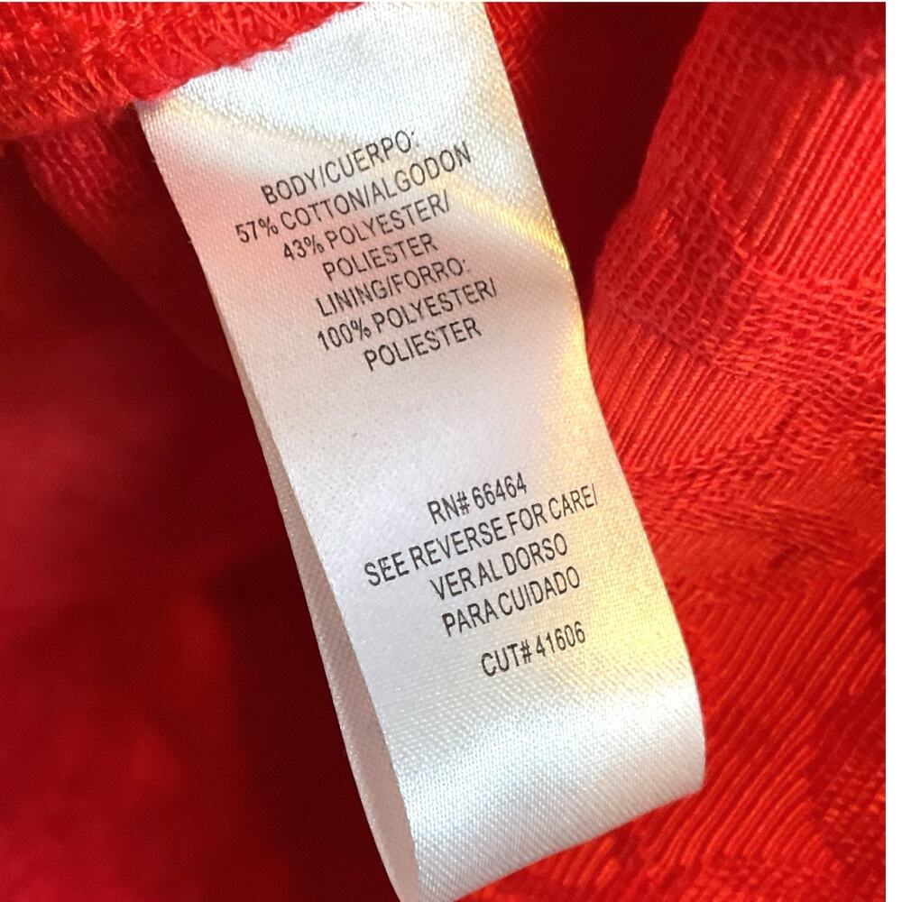 Red Sleeveless Dress| Sz 18 |Cotton Blend |Jacquard Sheath Career - Picture 10 of 13